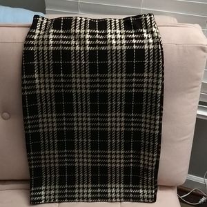 2/$3 Black and Gold Plaid Pencil Skirt